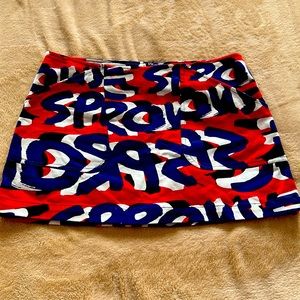 Y2K VINTAGE STEPHEN SPROUSE GRAFFITI PRINT MINI SKIRT SIZE MEDIUM